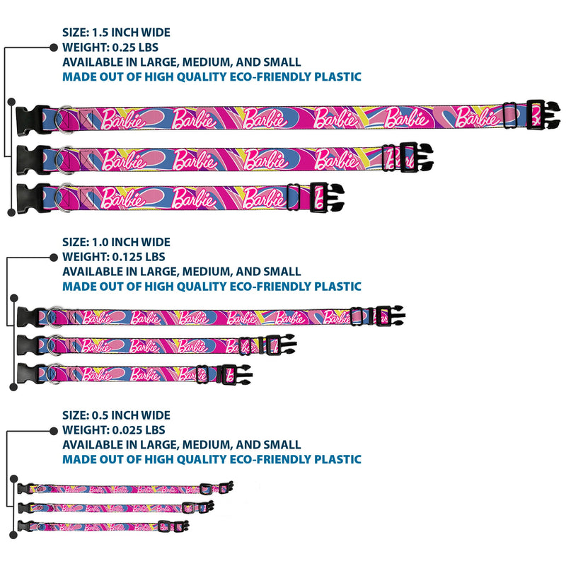 Plastic Clip Collar - BARBIE Script Signature Logo Abstract Multi Color/White