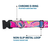 Plastic Clip Collar - BARBIE Script Signature Logo Abstract Multi Color/White