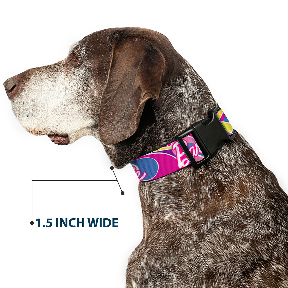 Plastic Clip Collar - BARBIE Script Signature Logo Abstract Multi Color/White