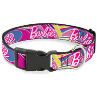 Plastic Clip Collar - BARBIE Script Signature Logo Abstract Multi Color/White