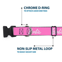 Plastic Clip Collar - BARBIE Script Signature Logo Pink/White