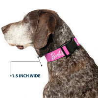 Plastic Clip Collar - BARBIE Script Signature Logo Pink/White