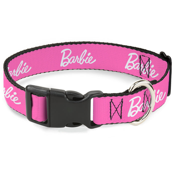 Plastic Clip Collar - BARBIE Script Signature Logo Pink/White