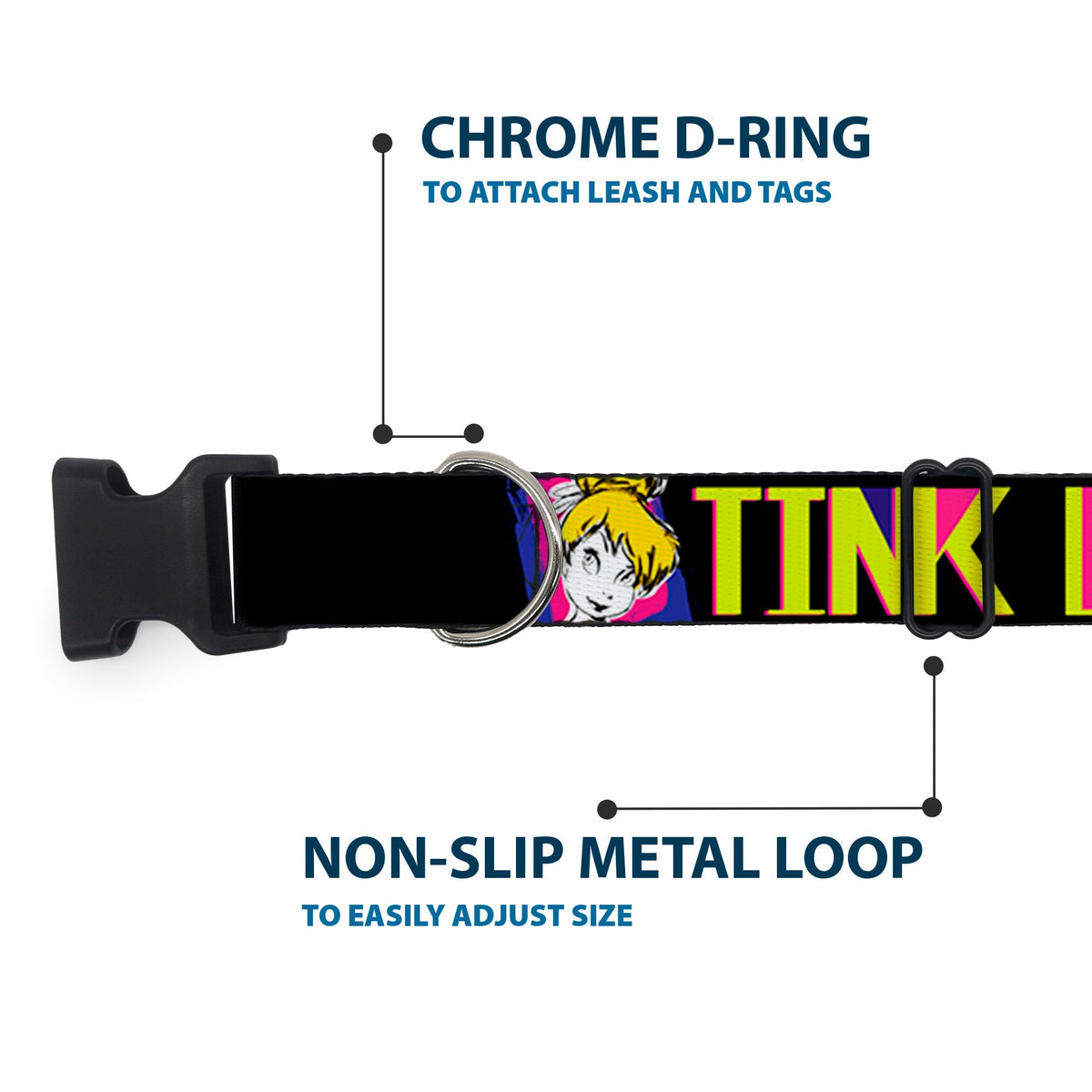 Plastic Clip Collar - TINK LUXE Sketch Black/Multi Neon
