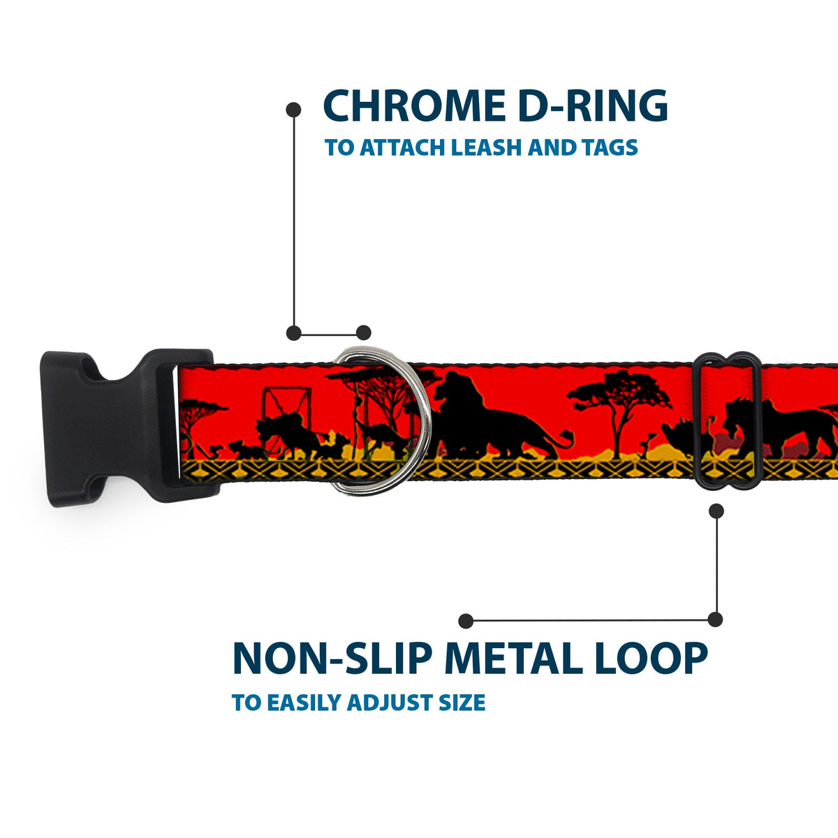 Plastic Clip Collar - Mufasa & Simba JUST CAN'T WAIT TO BE KING/Family Silhouette