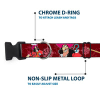 Plastic Clip Collar - Captain Hook Poses/Nautical Elements Burgundy