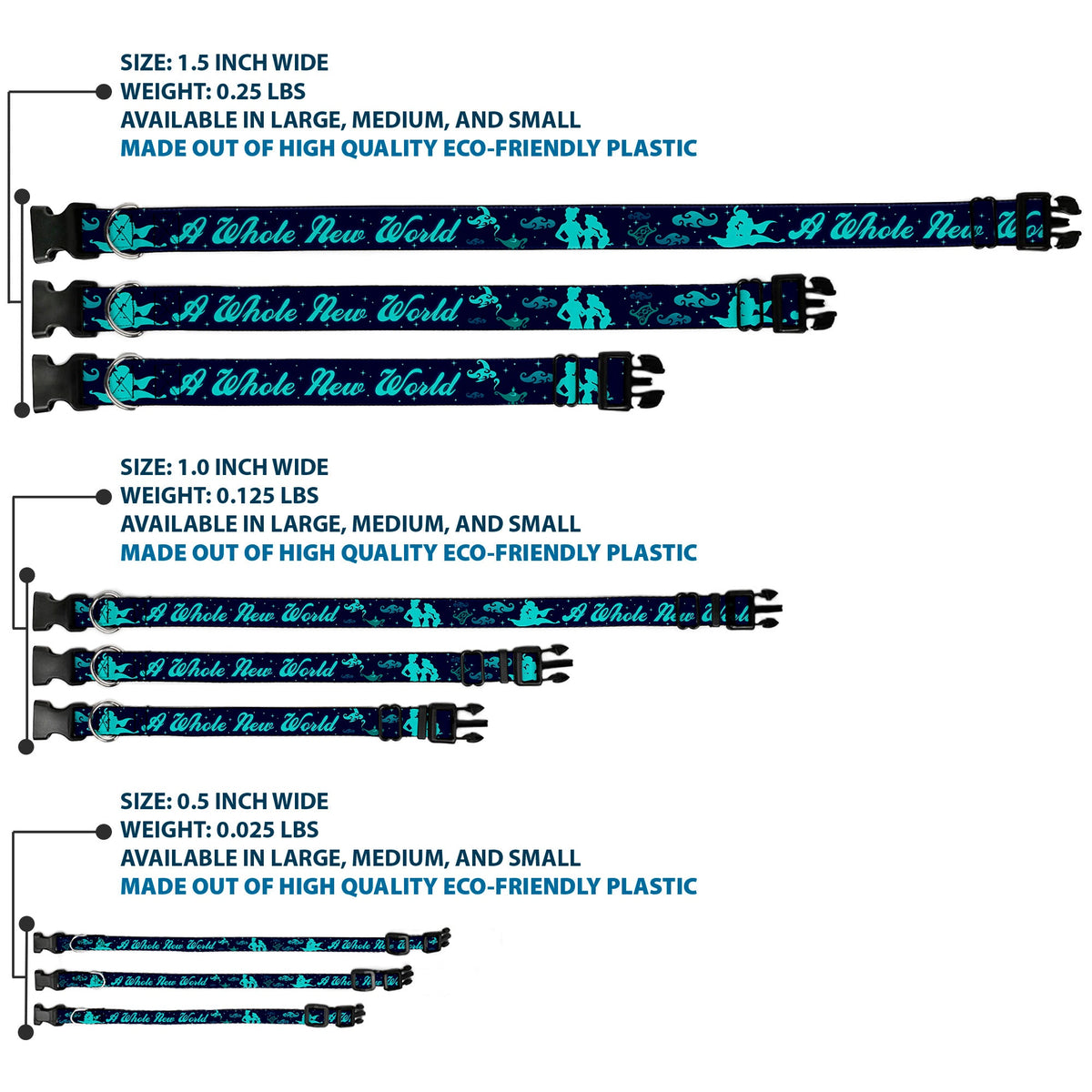 Plastic Clip Collar - Aladdin & Jasmine Silhouette A WHOLE NEW WORLD