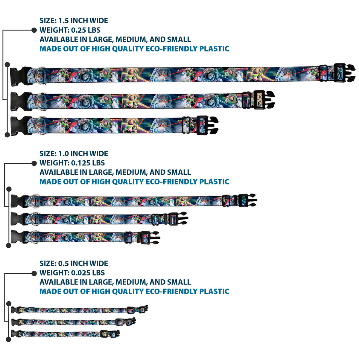 Plastic Clip Collar - Buzz Lightyear Action Poses Stacked