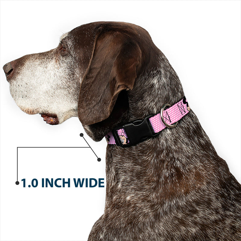 Plastic Clip Collar - Minnie Mouse Expressions Polka Dot Pink/White