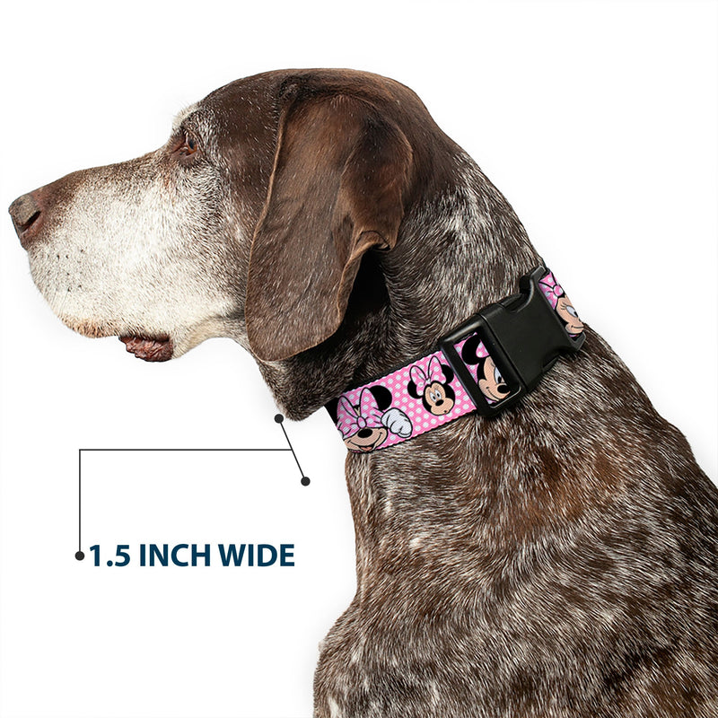 Plastic Clip Collar - Minnie Mouse Expressions Polka Dot Pink/White