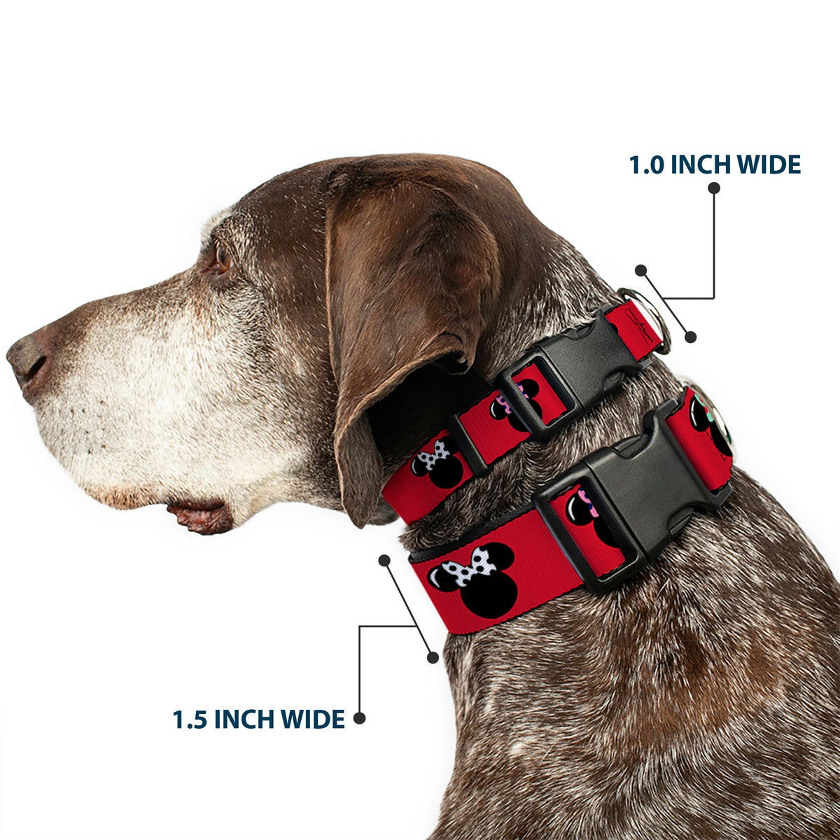 Plastic Clip Collar - Minnie Mouse Silhouette Red/Black/Polka Dot