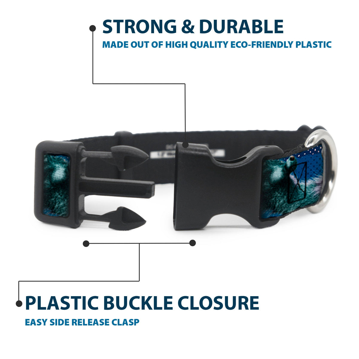 Plastic Clip Collar - Sulley Scare Pose/Dots Blues/White