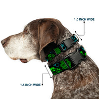 Plastic Clip Collar - Monsters Inc. Sully & Mike Poses/GRRRRR! Black/Turquoise/Green