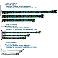 Plastic Clip Collar - Monsters Inc. Sully & Mike Poses/GRRRRR! Black/Turquoise/Green