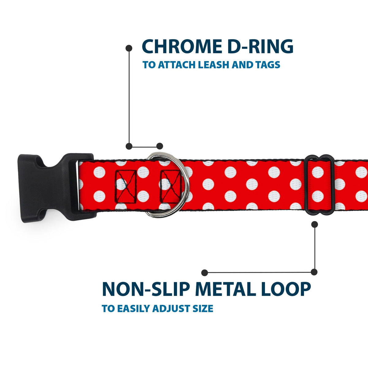 Plastic Clip Collar - Minnie Mouse Polka Dots Red/White