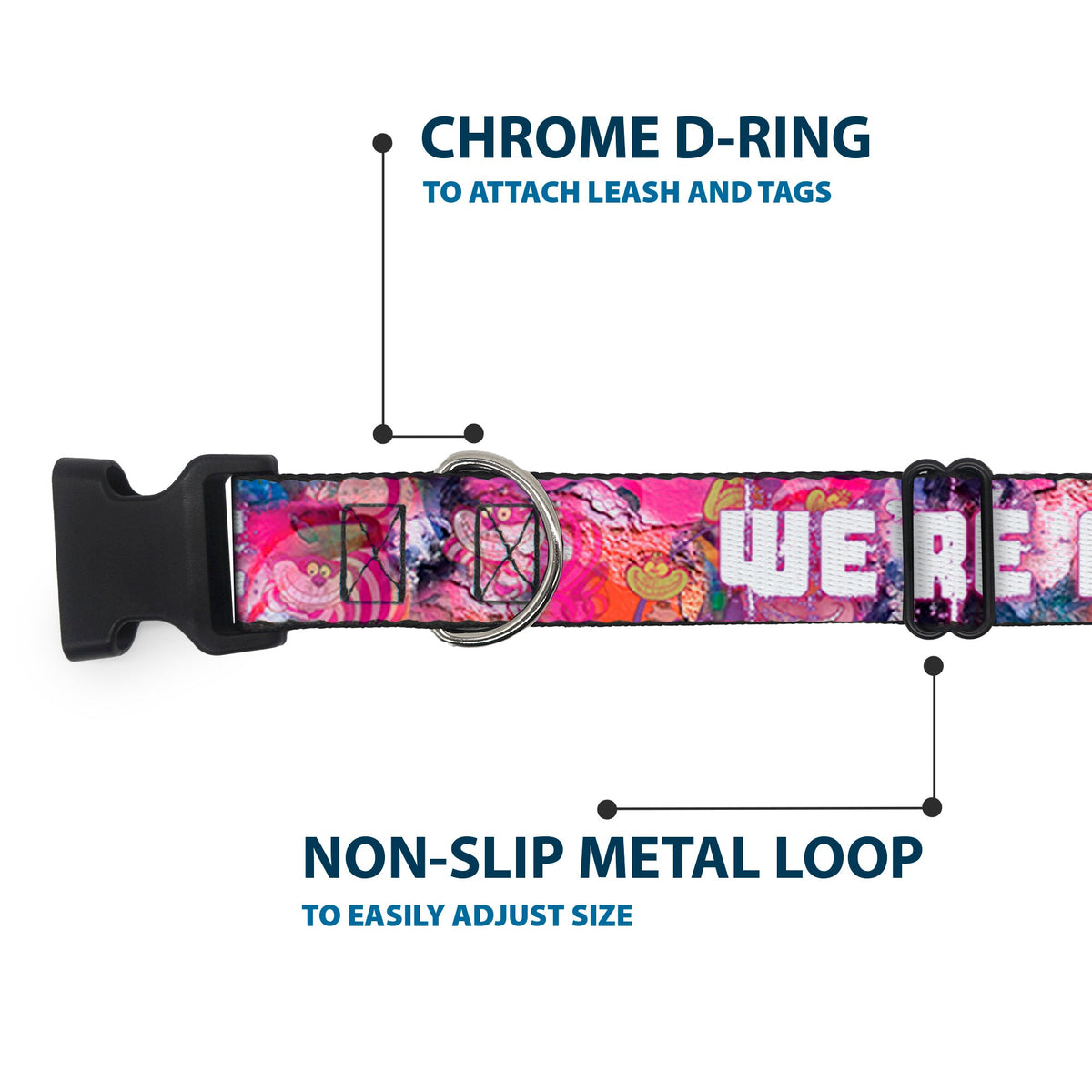 Plastic Clip Collar - Transparent Cheshire Cat Poses WE'RE ALL MAD HERE