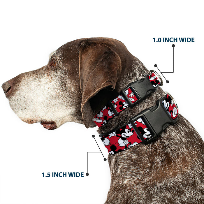 Plastic Clip Collar - Mickey Mouse Poses Scattered Red/Black/White