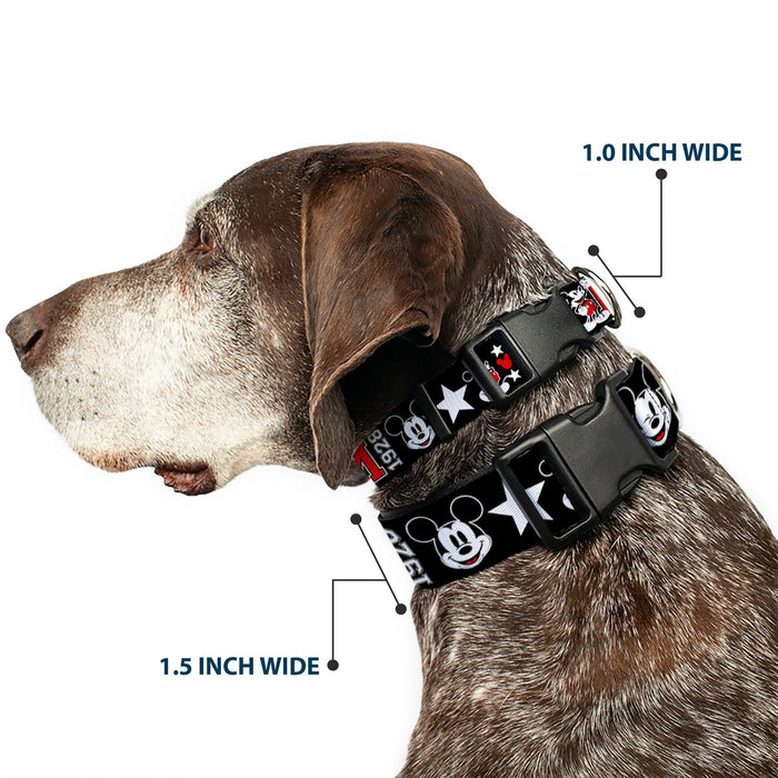 Plastic Clip Collar - Classic Mickey Mouse 1928 Collage Black/White/Red