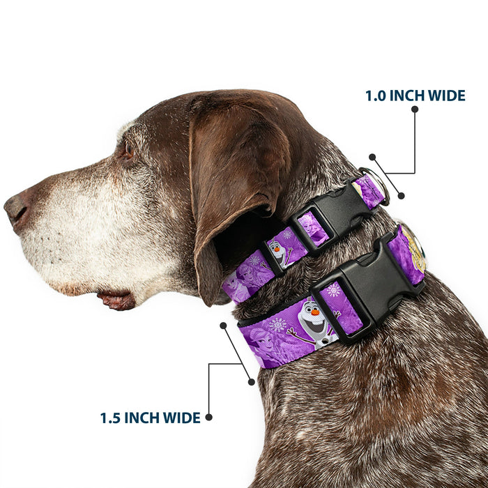 Plastic Clip Collar - Frozen Anna/Elsa/Olaf Poses/Scenes Purples