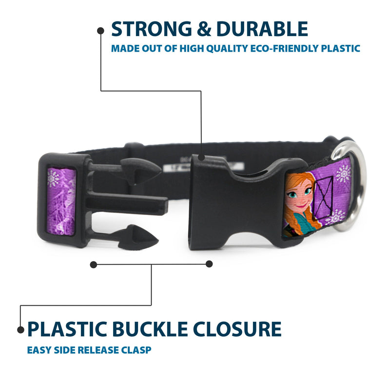 Plastic Clip Collar - Frozen Anna/Elsa/Olaf Poses/Scenes Purples