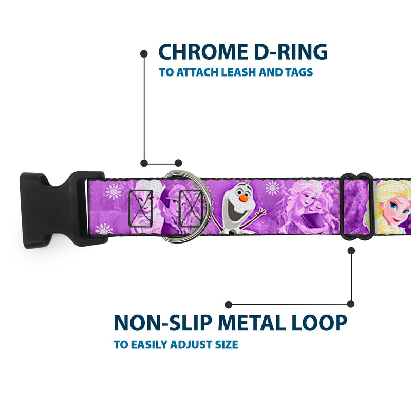Plastic Clip Collar - Frozen Anna/Elsa/Olaf Poses/Scenes Purples