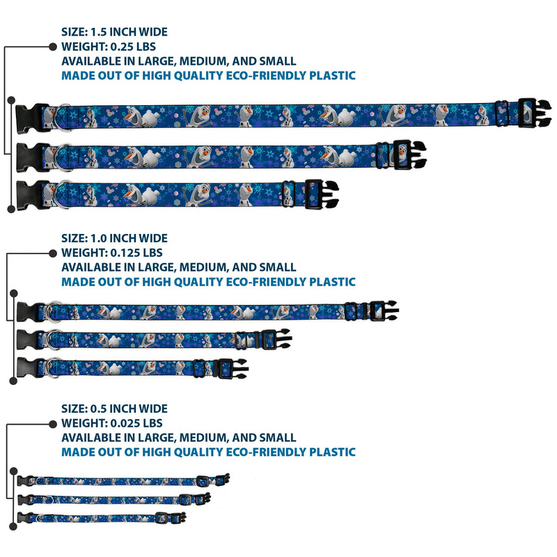 Plastic Clip Collar - Frozen Olaf Poses/Snowflakes Blues