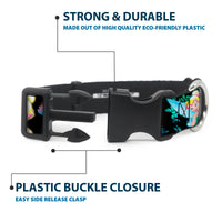 Plastic Clip Collar - Glowing Tinker Bell Poses/Butterflies & Flowers Black/Multi Neon