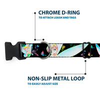 Plastic Clip Collar - Glowing Tinker Bell Poses/Butterflies & Flowers Black/Multi Neon