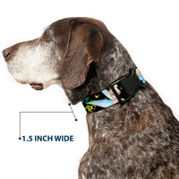 Plastic Clip Collar - Glowing Tinker Bell Poses/Butterflies & Flowers Black/Multi Neon
