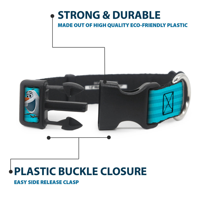 Plastic Clip Collar - Olaf Pose I LOVE WARM HUGS Stripe Blues