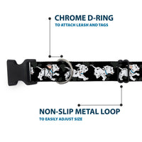 Plastic Clip Collar - Dalmatians Running/Paws Black/Gray/White/Black