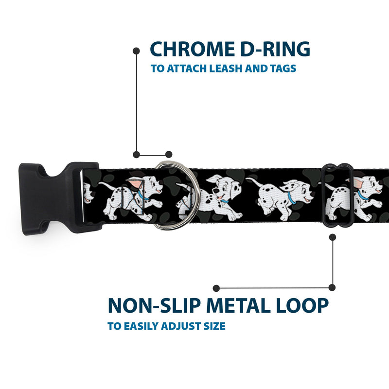 Plastic Clip Collar - Dalmatians Running/Paws Black/Gray/White/Black