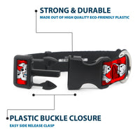 Plastic Clip Collar - Dalmatians Running/Paws Reds/White/Black