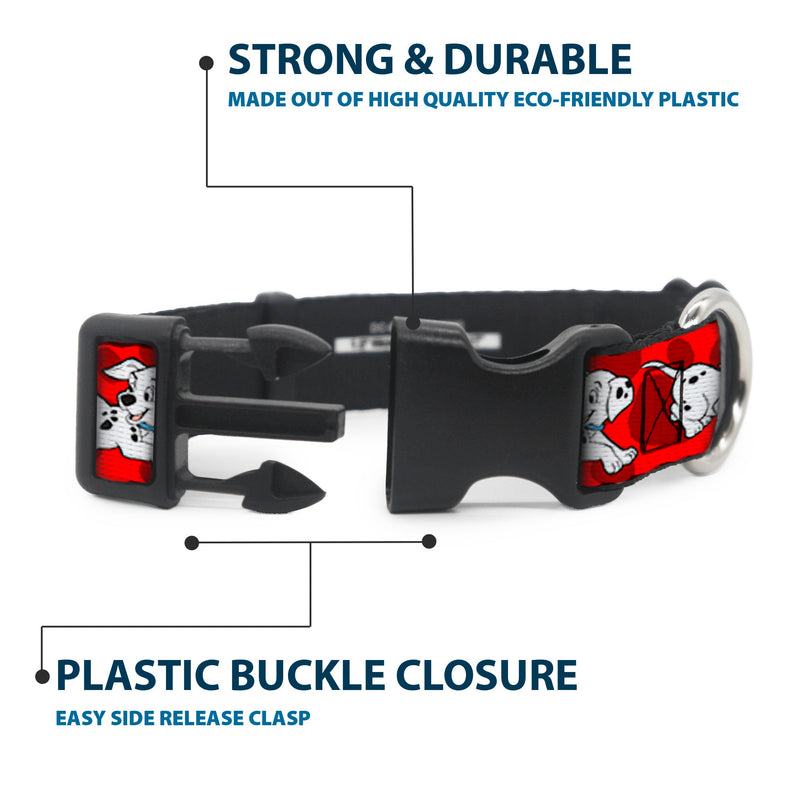 Plastic Clip Collar - Dalmatians Running/Paws Reds/White/Black