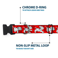 Plastic Clip Collar - Dalmatians Running/Paws Reds/White/Black