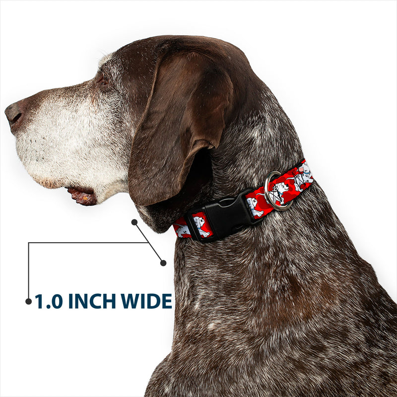 Plastic Clip Collar - Dalmatians Running/Paws Reds/White/Black
