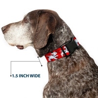 Plastic Clip Collar - Dalmatians Running/Paws Reds/White/Black