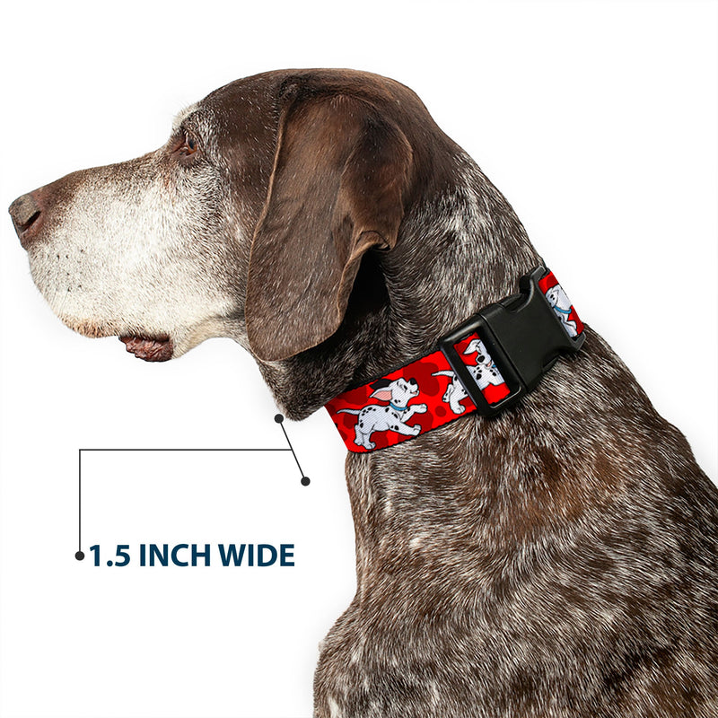 Plastic Clip Collar - Dalmatians Running/Paws Reds/White/Black