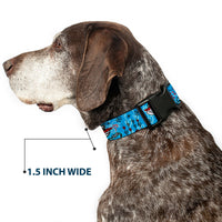 Plastic Clip Collar - Olaf Heart Raindrop Sketch Blues/Black