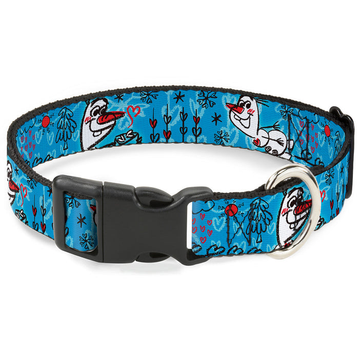 Plastic Clip Collar - Olaf Heart Raindrop Sketch Blues/Black