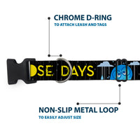 Plastic Clip Collar - Joy Poses/Rain ONE OF THOSE DAYS Black/Gray/Blues/Yellow