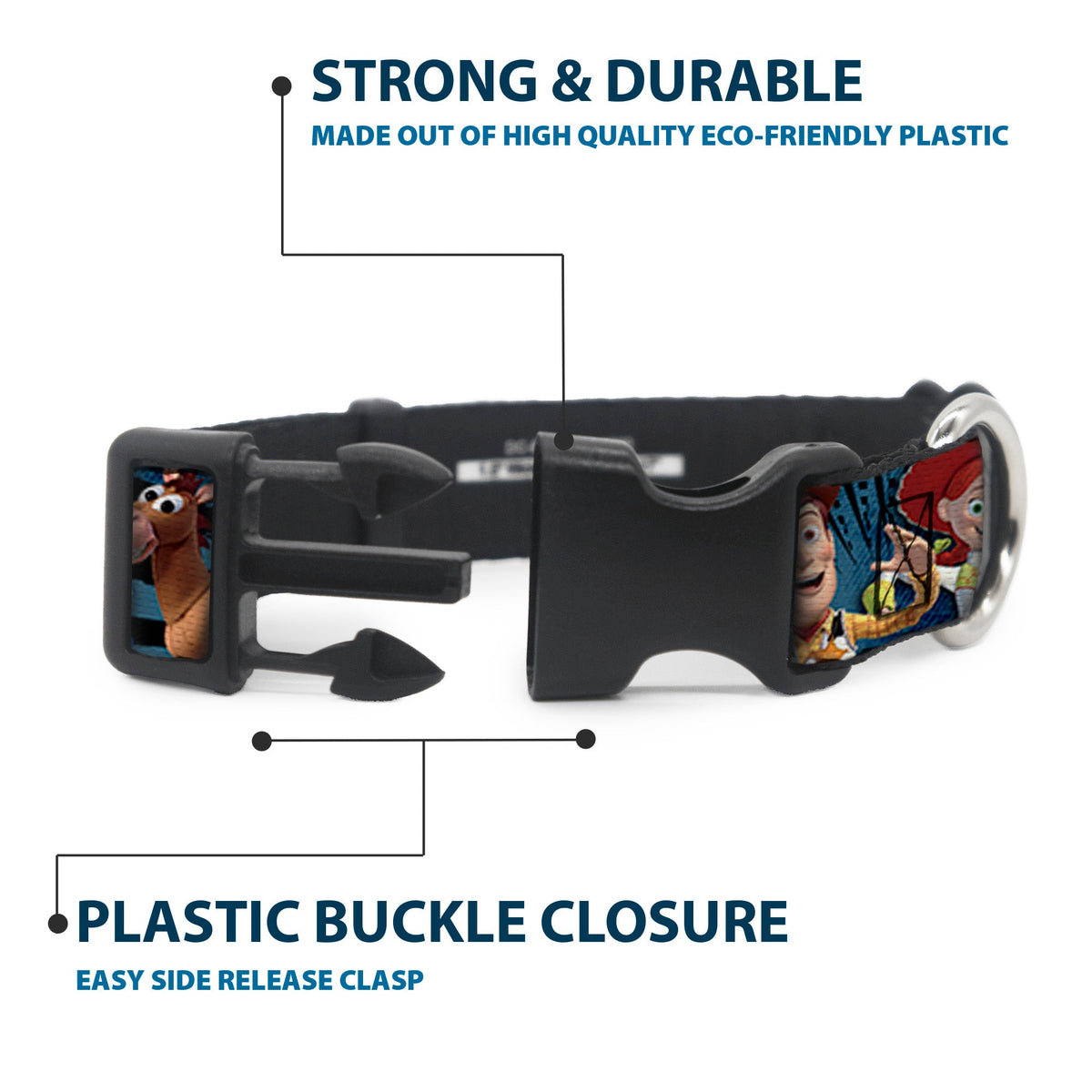 Plastic Clip Collar - Toy Story Characters Running2 Denim Rays