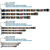 Plastic Clip Collar - Alice/Cheshire Cat/Flowers Poses Black/Multi Color