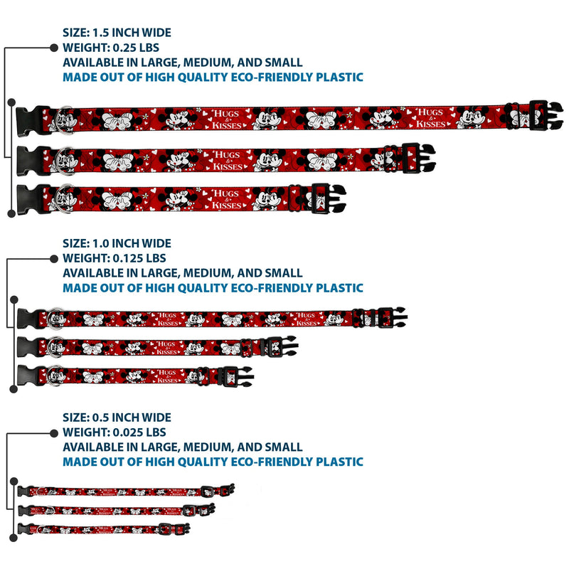 Plastic Clip Collar - Mickey & Minnie HUGS & KISSES Poses Reds/White