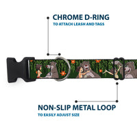 Plastic Clip Collar - Mowgli & Baloo 3-Poses Leaves/Flowers Greens/Orange