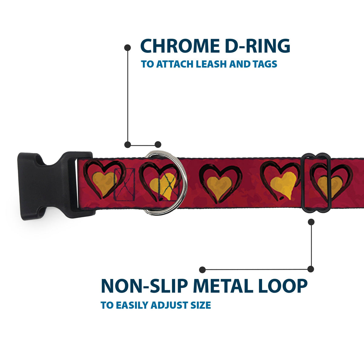 Plastic Clip Collar - Alice in Wonderland Queen's Hearts Reds/Black/Gold