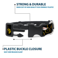 Plastic Clip Collar - White Rabbit Poses LOOKING FOR WONDERLAND/Clocks Black/Golds