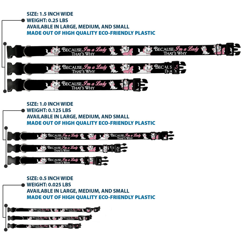 Plastic Clip Collar - Aristocats Marie 3-Poses BECAUSE I'M A LADY THAT'S WHY Black/White/Pink