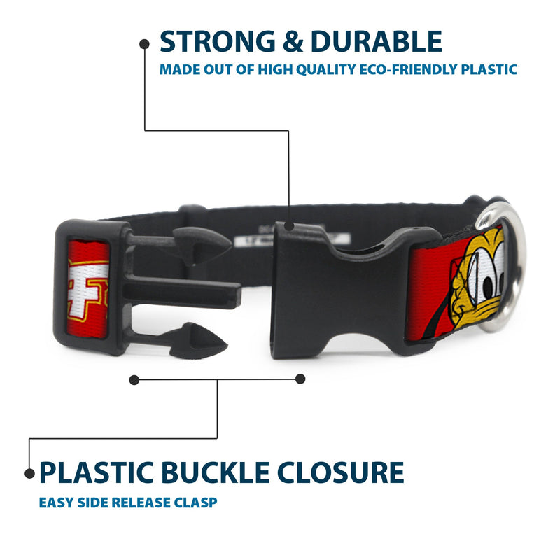 Plastic Clip Collar - Pluto 2-Pose IT'S A RUFF LIFE Red/Yellow/White