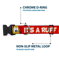 Plastic Clip Collar - Pluto 2-Pose IT'S A RUFF LIFE Red/Yellow/White